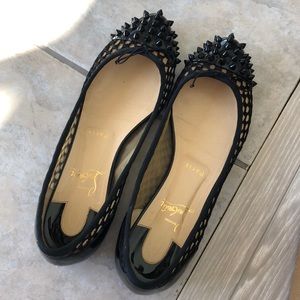 Christian Louboutin flat spike bow shoe